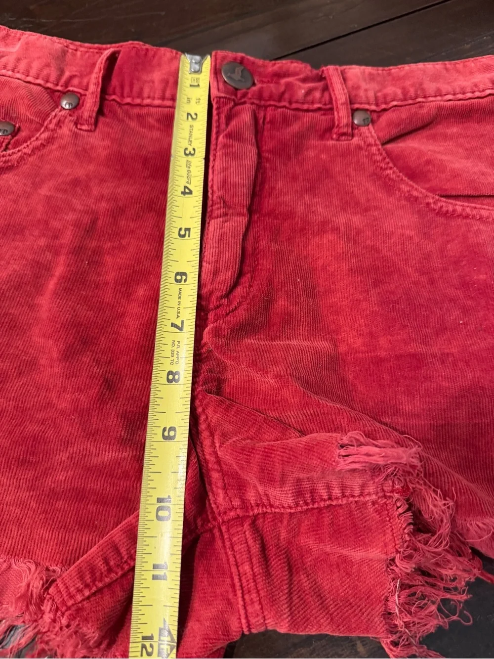 Free People Red Frayed Hem Shorts